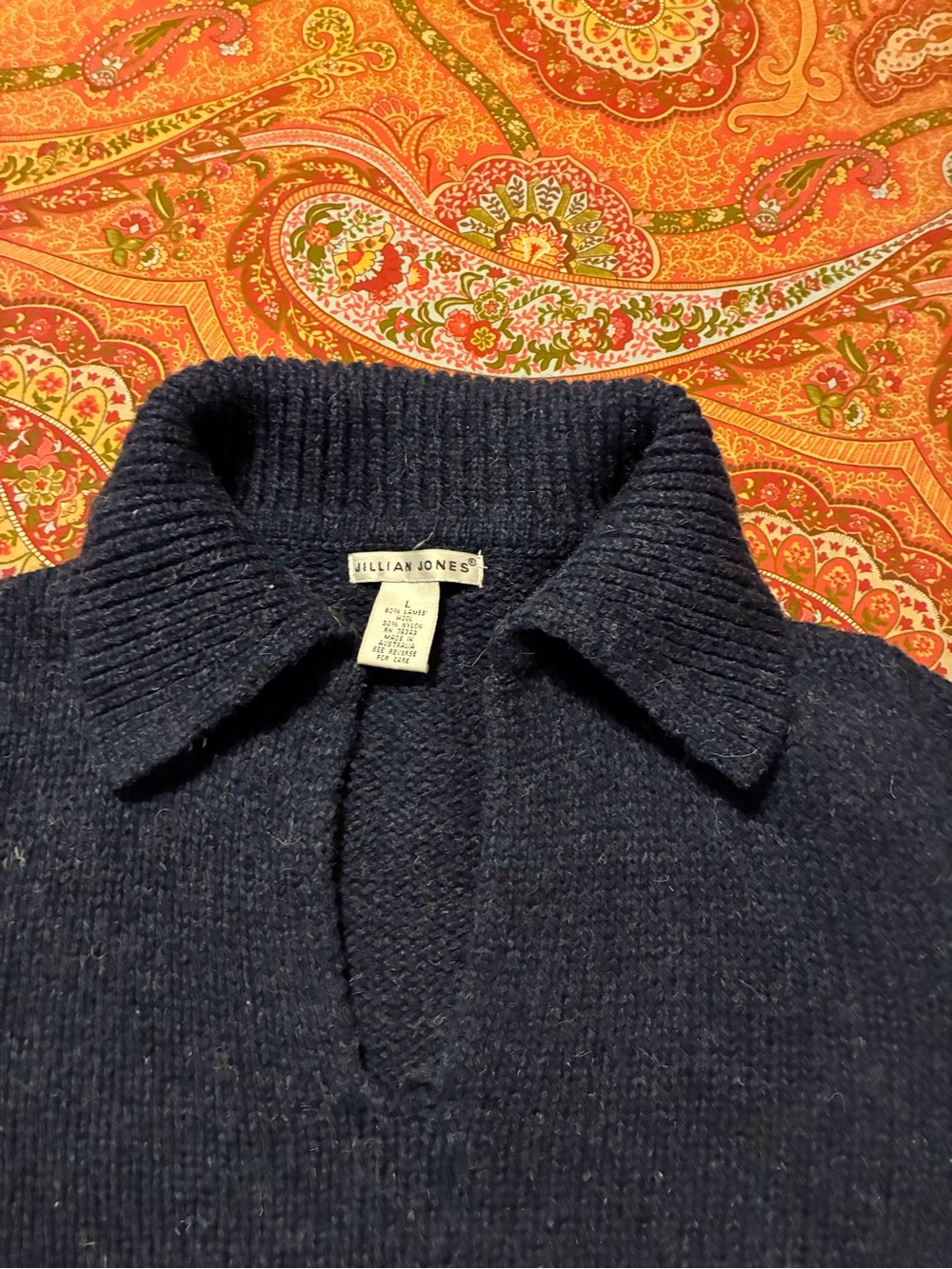 Jillian Jones Women's Navy V-Neck Collared Knit Coat